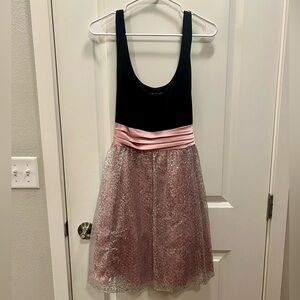 City Triangles - Black and Pink sequin Dress w/ satin sash